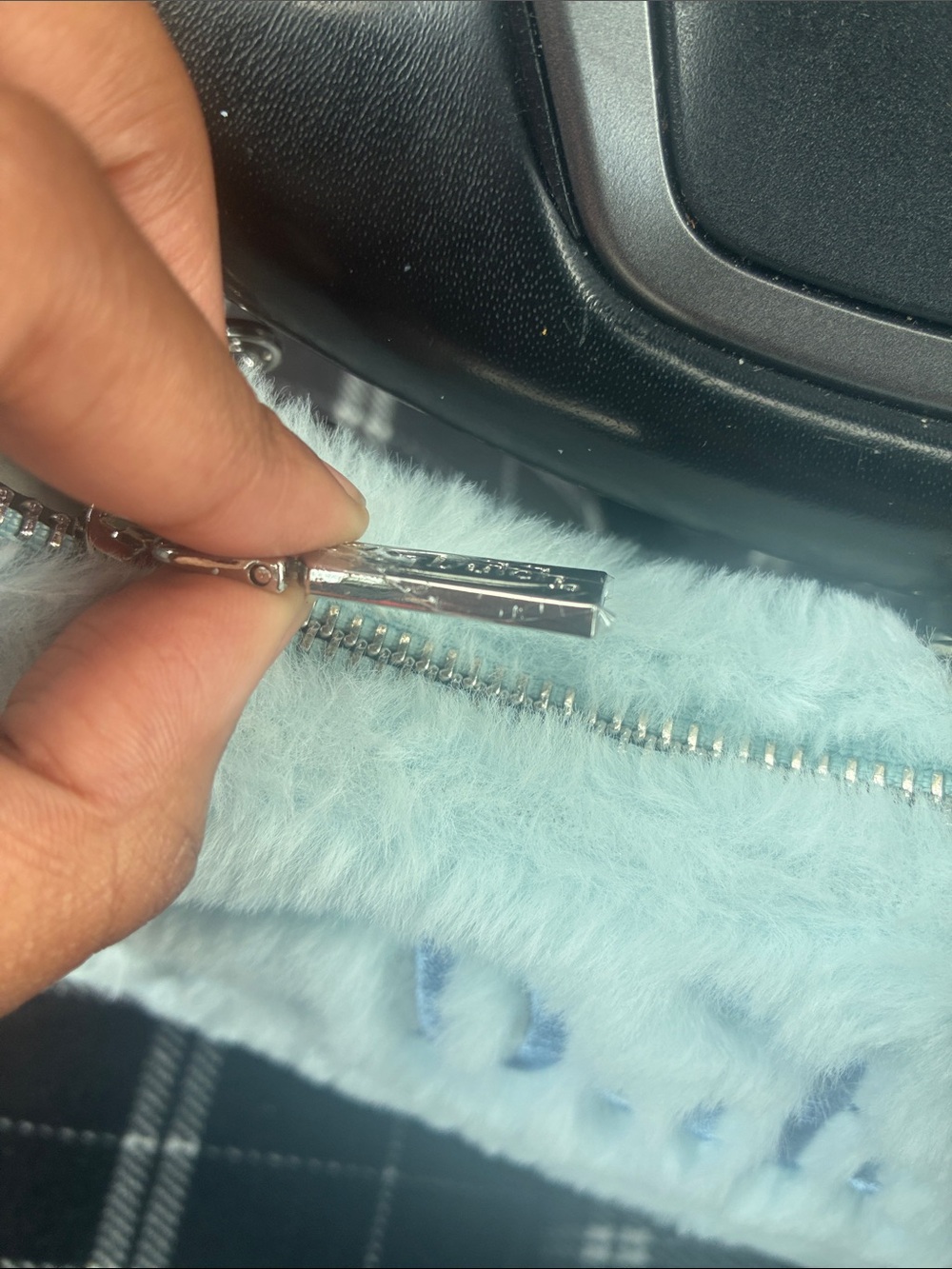 Von Dutch Pale Blue Fuzzy Mini Shoulder Bag - Picture 3 of 6